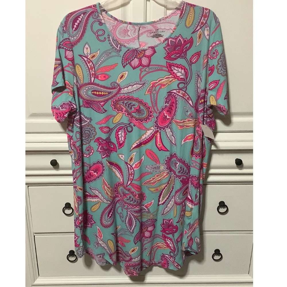 NWT ladies 2X pullover flowered stretchy dress Bobbie brooks